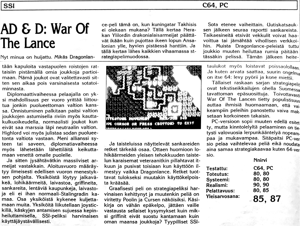 AD & D: War Of The Lance